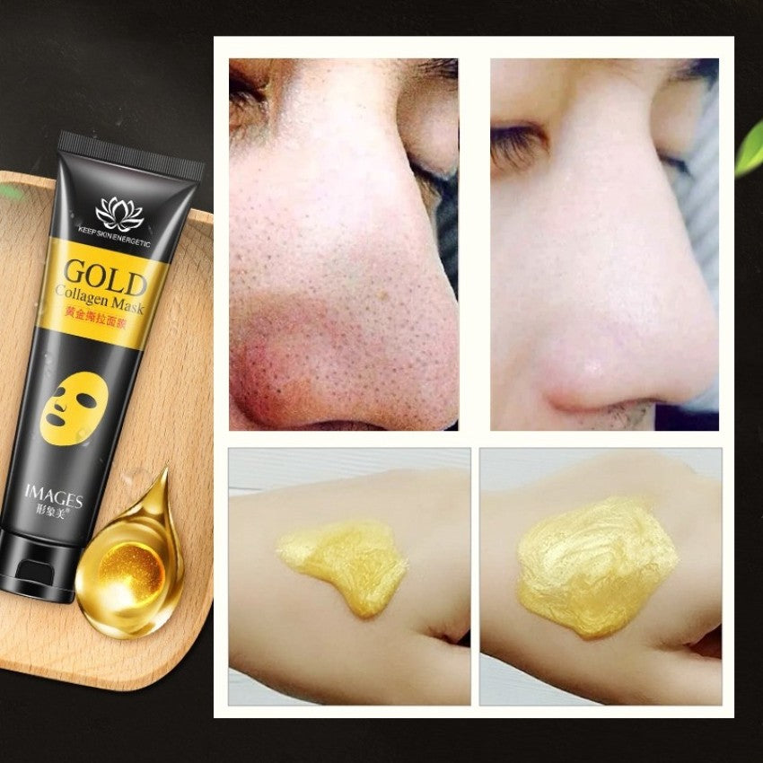 Images Gold Collagen Mask Purifying Acne Peel-off Mask Facial Deep Cleansing Blackhead Remover 60g