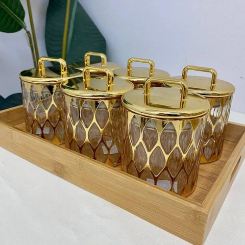 Multifunctional Royal Acrylic Storage Jar Gold Container With Airtight Lid 1litre