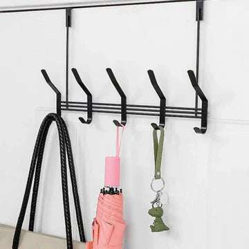 Metal Over The Door Heavy Duty Multipurpose 5 Hook Hanger