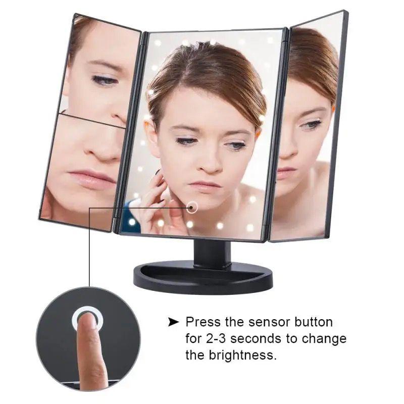 24 LED Touch Dimmable Sensor Foldable Led Mirror with 2 & 3X Magnification