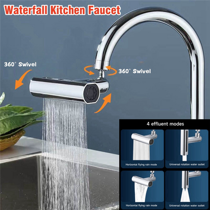 Multifunctional Kitchen Sink Waterfall Faucet Pressurized Bubbler Splash-proof 4 Modes Spout Bathroom Basin Tap Extender Adapter