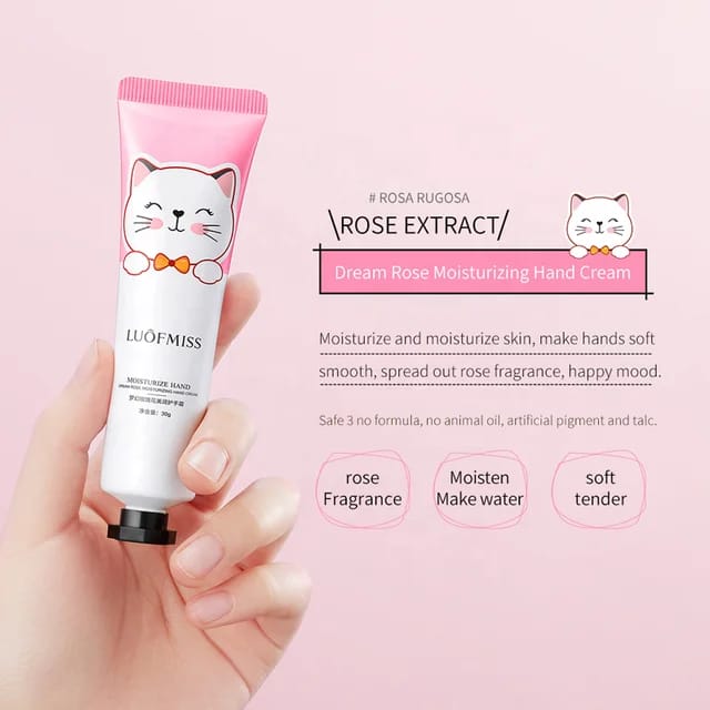 LUOFMISS Cute Kitty Anti Aging Hydrating Moisture Whitening Repair Fresh Lilac Moisturizing And Smoothing Hand Cream