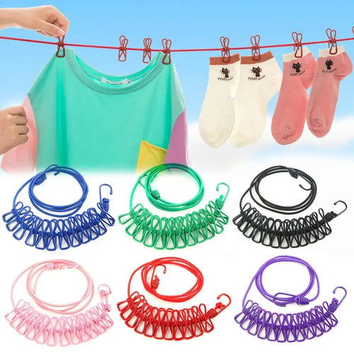 Multifunction Portable Clip Hang 185cm Drying Rack Clothes Line With 12 Clip