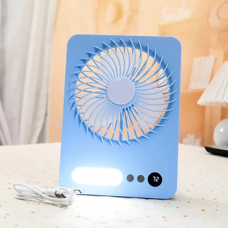 Mini Foldable Slim USB Led Lamp And Fan Dormitory Hanging Dual Purpose Fan