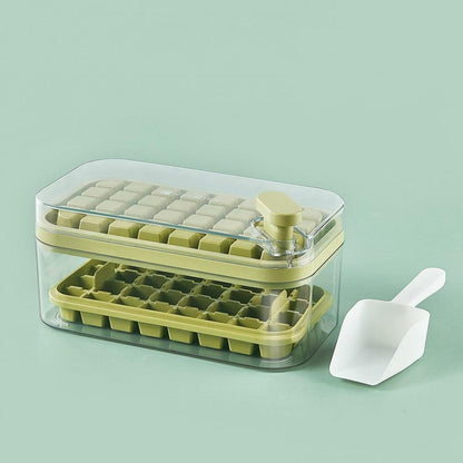 32 Grid Silicone Ice Cube Tray Mold With Lid Shovel Storage Box