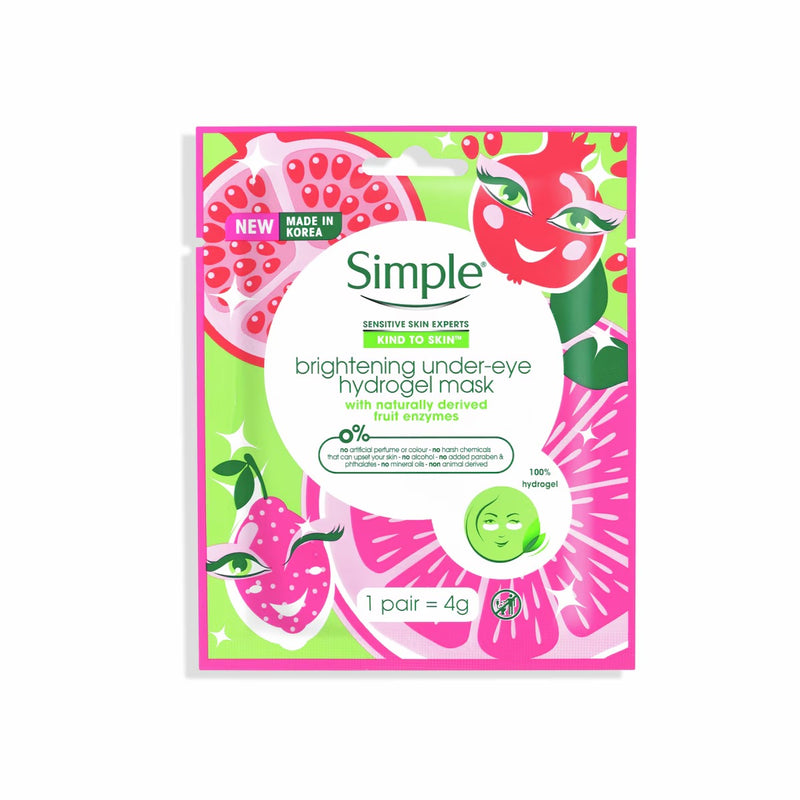 Simple Kind To Skin Brightening Under Eye Hydrogel Mask With Naturally Derived Fruit Enzymes