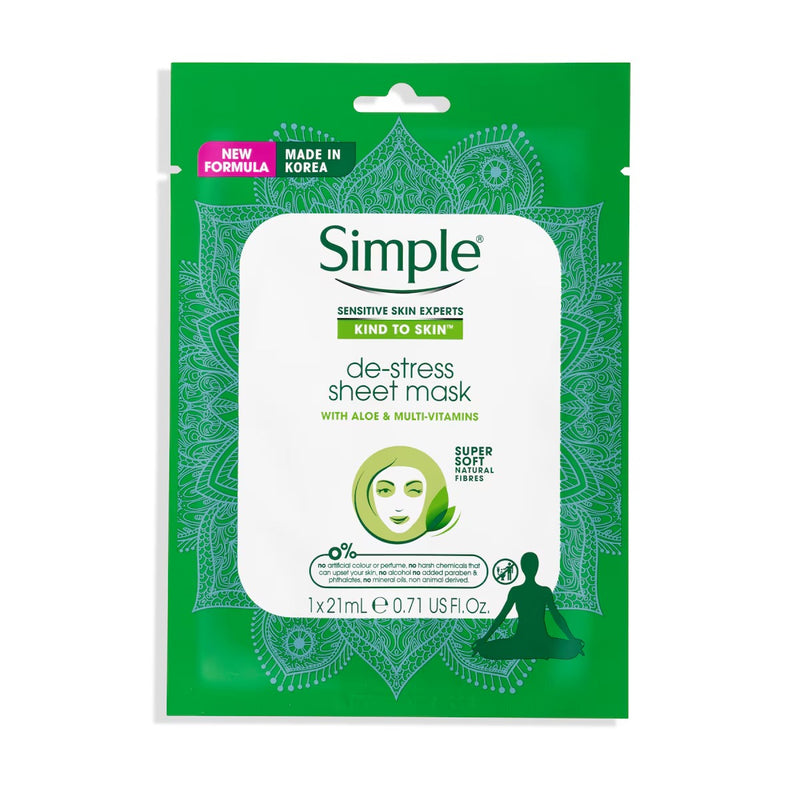 Simple Kind To Skin De-Stress Sheet Mask With Aloe And Multi Vitamins