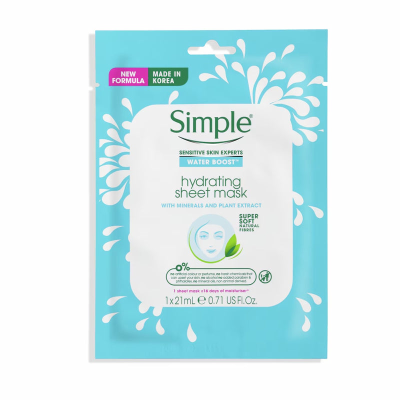 Simple Water Boost Hydrating Sheet Mask With Minerals And Plant Extract