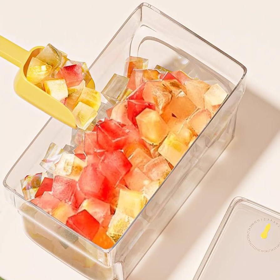 Creative One Button Press Type Double Layer Ice Cube Mold Ice Box With Lid Design Ice Cube Mold Tray