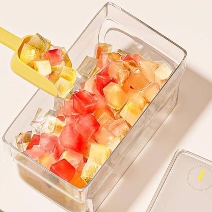 Creative One Button Press Type Double Layer Ice Cube Mold Ice Box With Lid Design Ice Cube Mold Tray