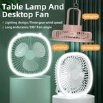 Multifunctional Rechargeable Portable Mini Desk Fan With LED Light And Foldable Hook for Home, Office, Outdoor Camping