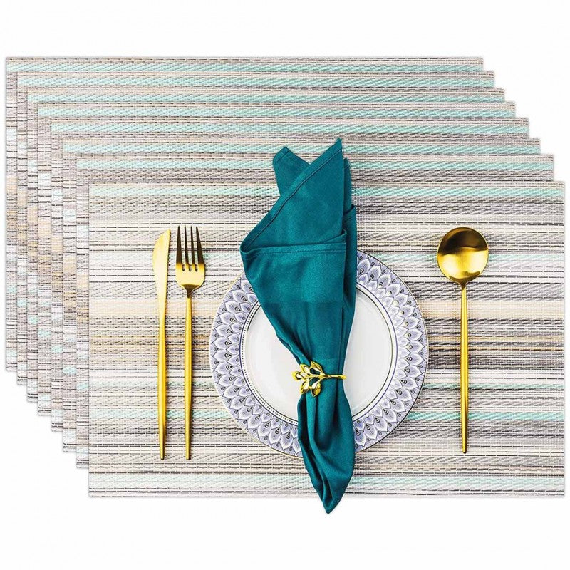 Modern and Stylish Washable Woven Vinyl Place Mat Heat Resistant Non-Slip and Easy to Clean Set of 6