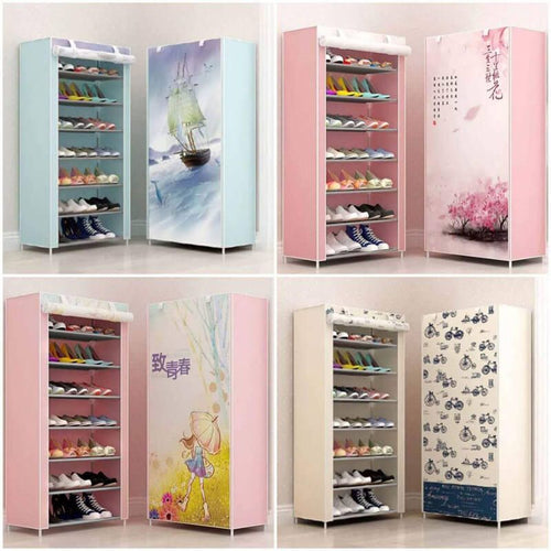 7 Layer Printed Shoe Rack Wardrobe