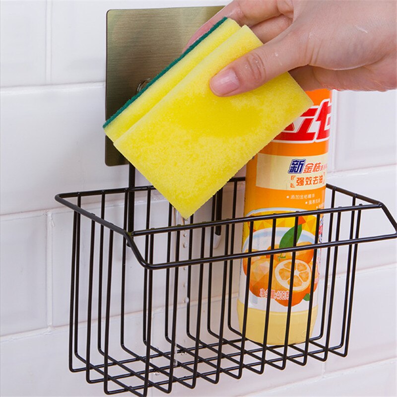 Iron Material Wall Mounted Storage Rack With Small Cleaning Cloth Hanging Capacity Storage Rack Organizer