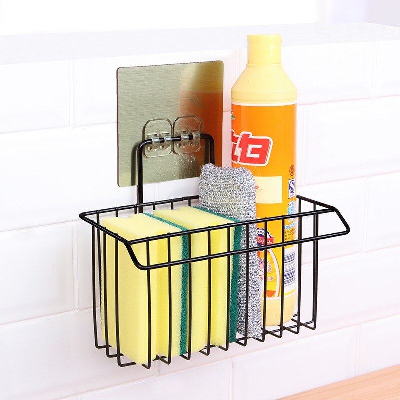 Iron Material Wall Mounted Storage Rack With Small Cleaning Cloth Hanging Capacity Storage Rack Organizer