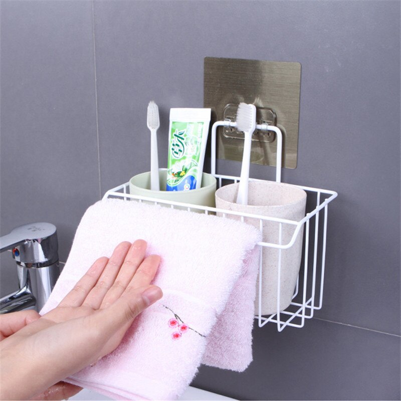 Iron Material Wall Mounted Storage Rack With Small Cleaning Cloth Hanging Capacity Storage Rack Organizer