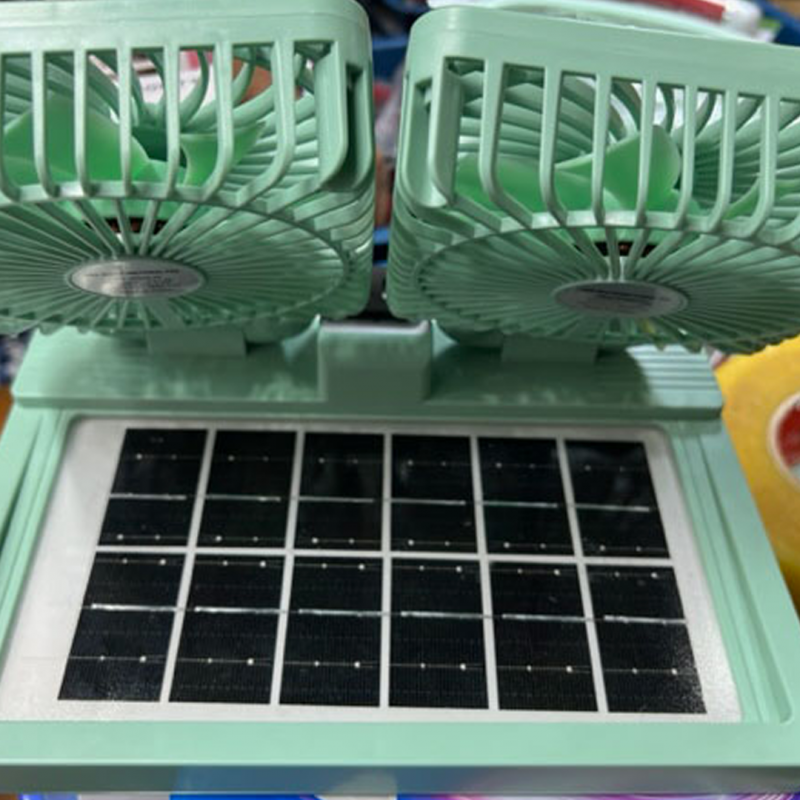 Double Head Rechargeable Solar Fan Long Battery