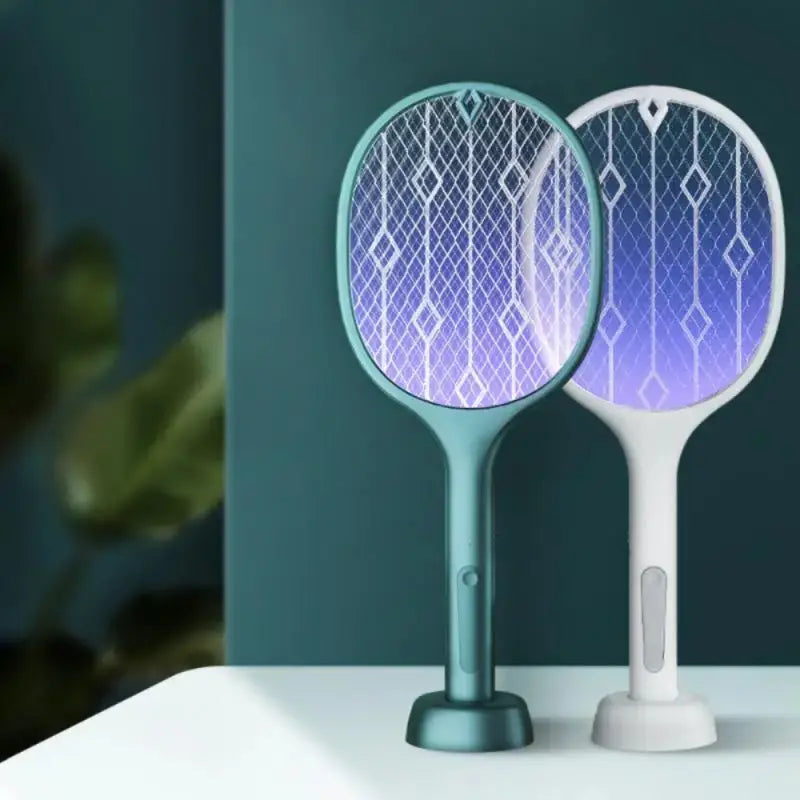 USB Rechargeable 2in1 LED Mosquito Killer Lamp 3500V Electric Flies Swatter Bug Zapper Racket