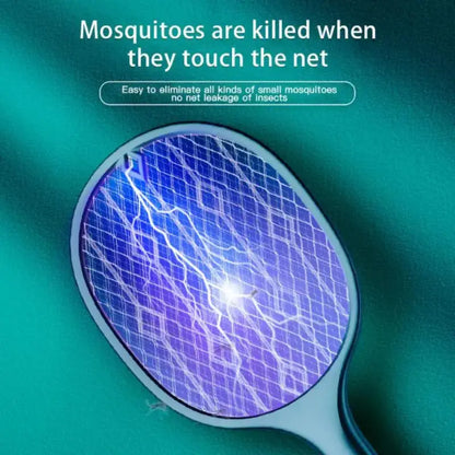 USB Rechargeable 2in1 LED Mosquito Killer Lamp 3500V Electric Flies Swatter Bug Zapper Racket