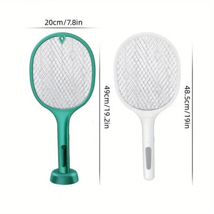 USB Rechargeable 2in1 LED Mosquito Killer Lamp 3500V Electric Flies Swatter Bug Zapper Racket