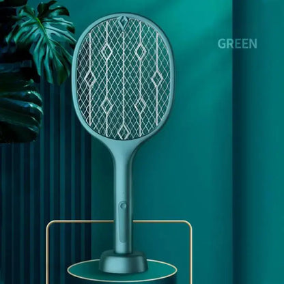 USB Rechargeable 2in1 LED Mosquito Killer Lamp 3500V Electric Flies Swatter Bug Zapper Racket