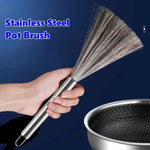 Stainless Steel Non Injurious And Non Stick Pan Long Handle Pot Cleaning Brush