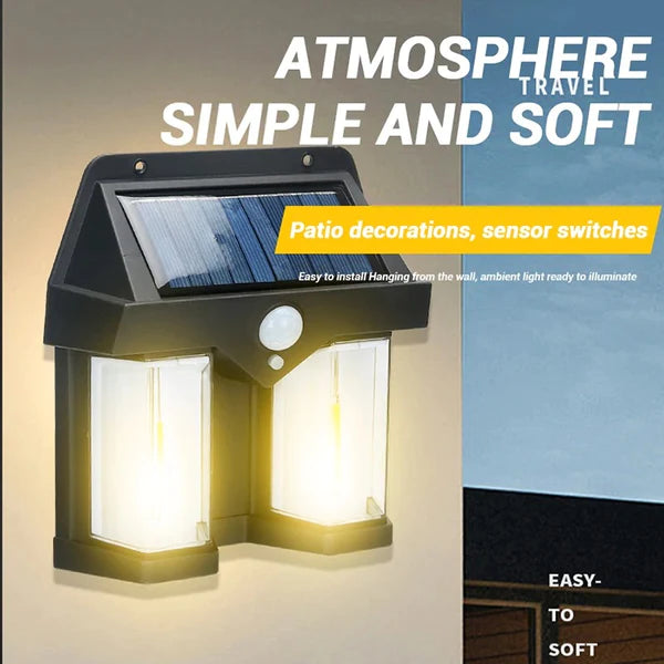 Double Head Antique Solar Sensor Lamp Solar Warm Lighting Lamp Outdoor Wall Lights