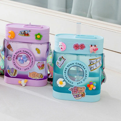 Camera Shape Cute Water Bottle With Adjustable Shoulder Strap