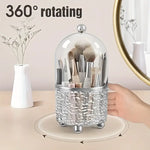 Cute Bear Head Luxury 360° Rotating Brush Holder Makeup Organizer with Dustproof Cover