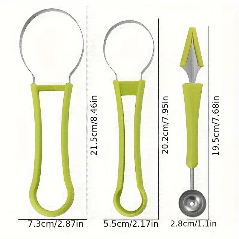 3in1 Stainless Steel Fruit Scoop Cutter Set