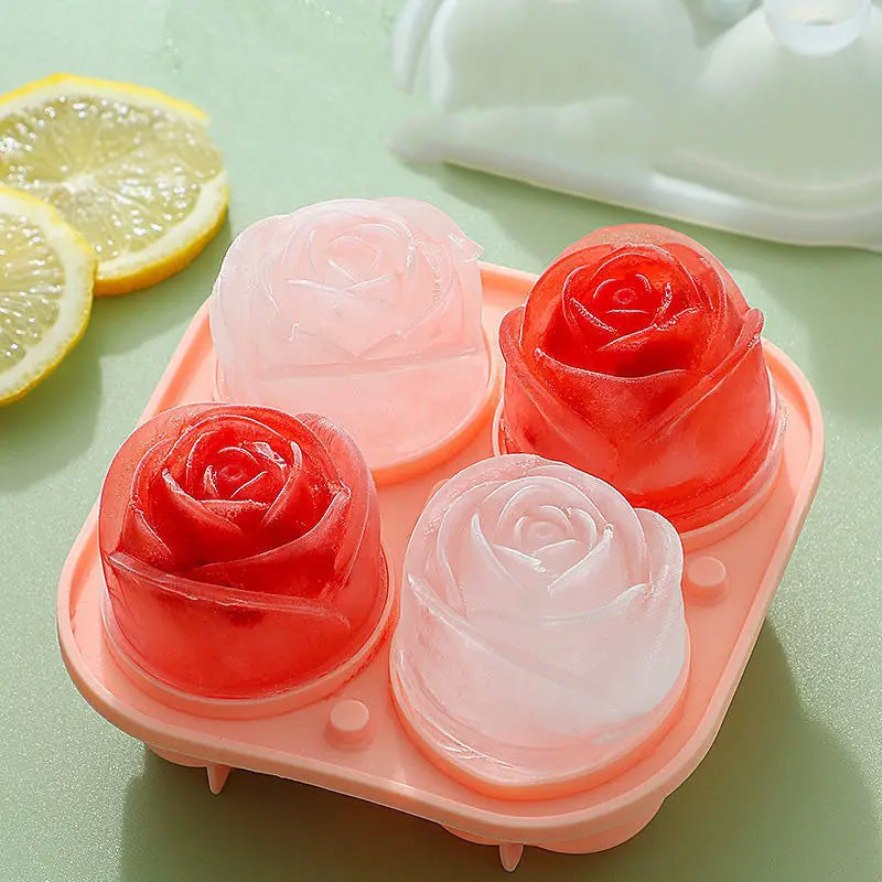 4-Grid Silicone Rose Ice Mold