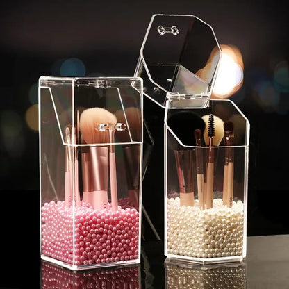 Acrylic Makeup Brush Holder Storage Box Without Pearls