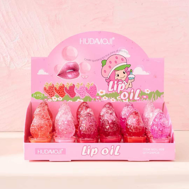 Hudamoji Strawberry Lip Pink Magic Lip Gloss 6Pcs Set