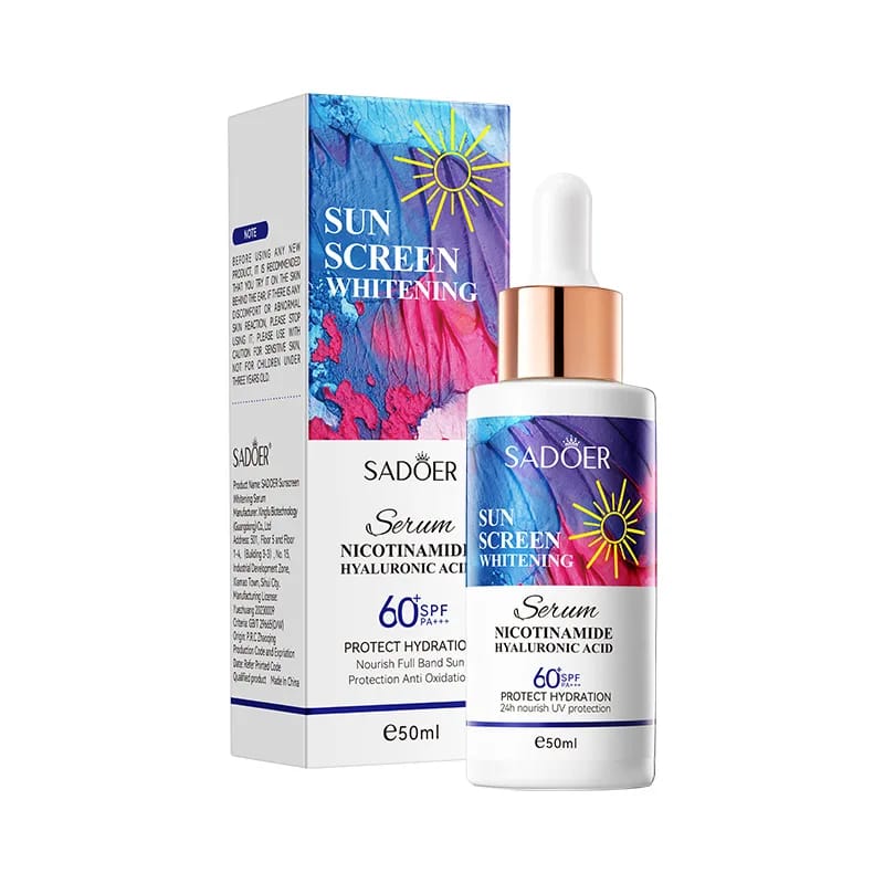 SADOER SPF60+ PA+++ Sunscreen Whitening Nicotinamide Hyaluronic Acid Serum Nourish Full Band Sun Protection 50ml