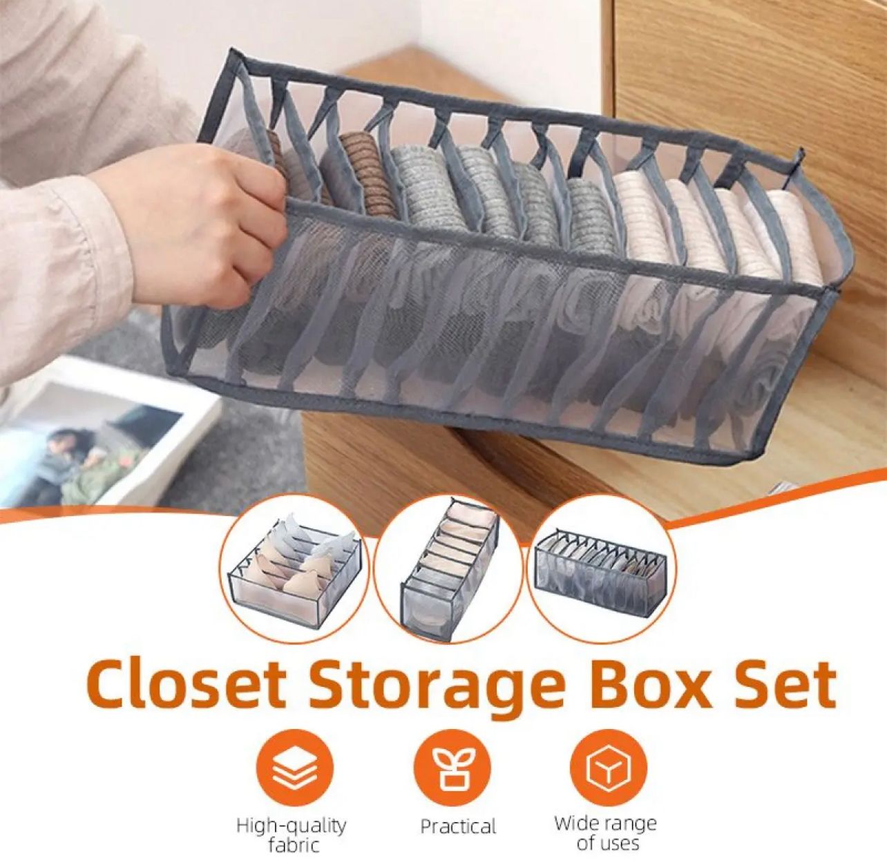 Seven Pocket Multipurpose Organizer Socks Underwear Storage Box Drawers Divider