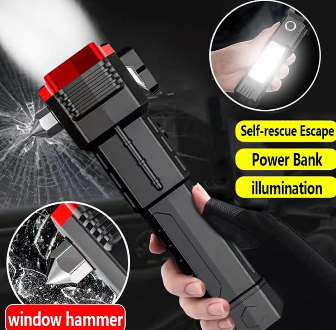 Portable USB Rechargeable LED Flashlight With Hammer Torch Waterproof