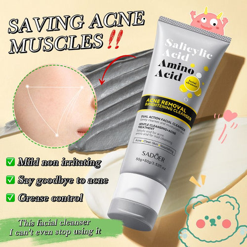 Sadoer Salicylic Acid Amino Acid Acne Removal Brightening Dual Action Facial Cleanser