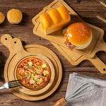 Bamboo Pizza Plate Wooden With Long Handle Steak Plate