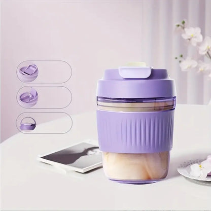 Portable Glass Coffee Cup With Straw Insulated Anti-Scald Sealed Drinking Water Bottle Mug