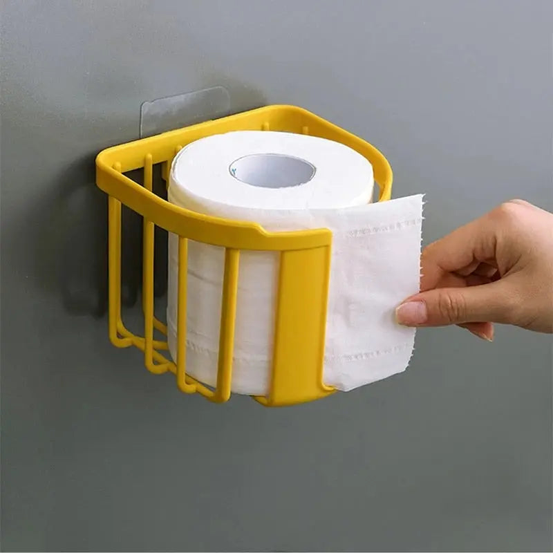 Punch-Free Toilet Paper Shelf Bathroom Kitchen Tissue Box Wall-Mounted Sticky Paper Storage Box Toilet Paper Holder Roll Paper