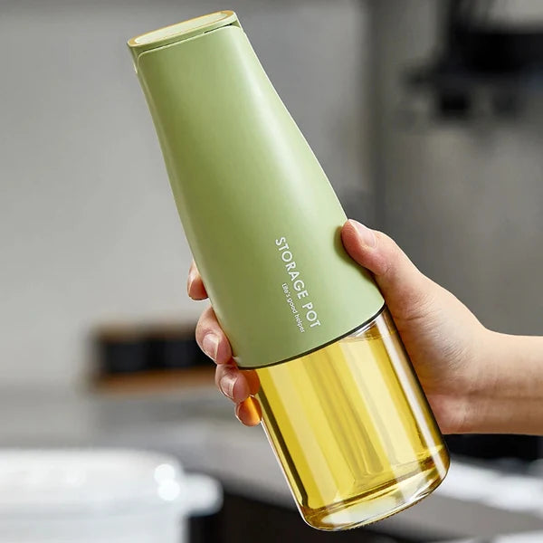 Glass Jar Oil Storage Bottle Oil Dispenser With Plastic Lid 500ml Capacity