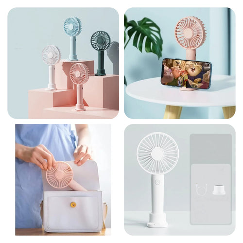 Portable Mini USB Rechargeable Handheld Fan With Base