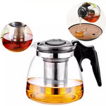 Heat Resistant High Temperature Glass Tea Pot Kettle 900ml With Stainless Steel Filter Liner And 4 Cup Set