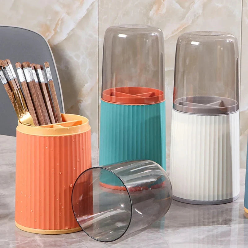 3 Grid Cutlery Holder With Lid