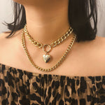 Fashion Jewellery 2 Layers Chain And Heart Necklace