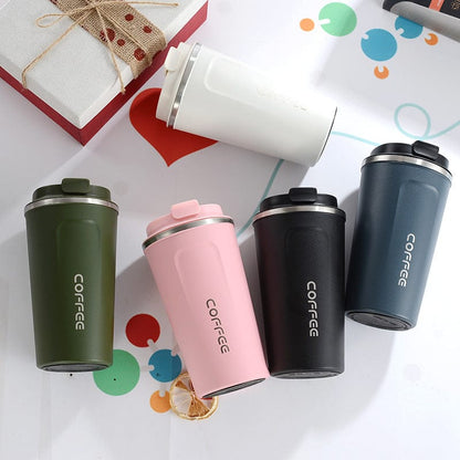 Double Stainless Steel Coffee Cup Vacuum Flask Leak-Proof Non-Slip Office Coffee Mug Car Travel Thermal Cup