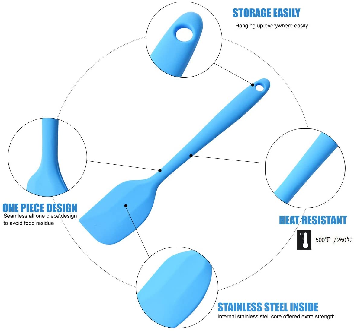 Silicone Scraper Spoon Cut Spatula Heat Resistant Non-Stick Flexible Rubber