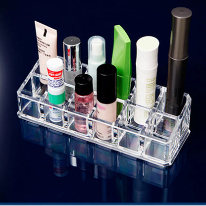 Cosmetic Make Up Clear Acrylic Lipstick Nail Paint Organizer with 12 Sections