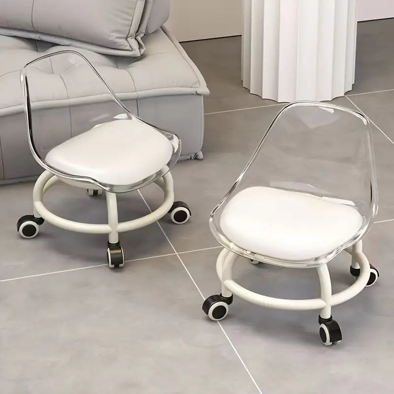 Modern Universal Wheel Stool Soft Seat Pulley Low Stool Adjustable Low Back Rolling Chair