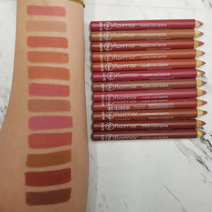 FLORMAR Matte Lipstick Lip Liner Lip Pencils pack of 12pcs